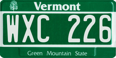 VT license plate WXC226