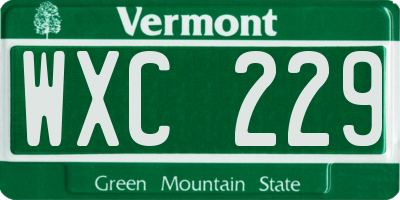 VT license plate WXC229
