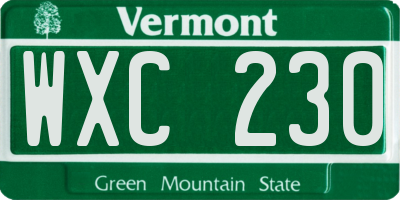 VT license plate WXC230