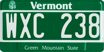 VT license plate WXC238