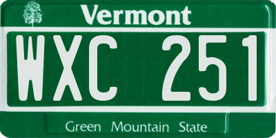 VT license plate WXC251