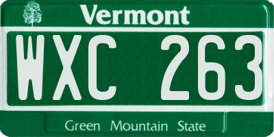VT license plate WXC263