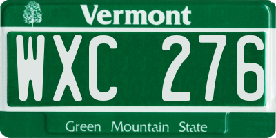 VT license plate WXC276