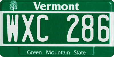 VT license plate WXC286