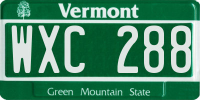 VT license plate WXC288