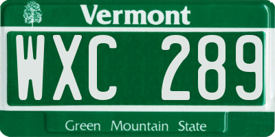 VT license plate WXC289