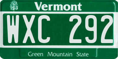 VT license plate WXC292