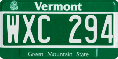 VT license plate WXC294