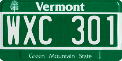 VT license plate WXC301
