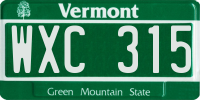 VT license plate WXC315