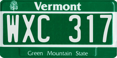 VT license plate WXC317