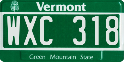 VT license plate WXC318