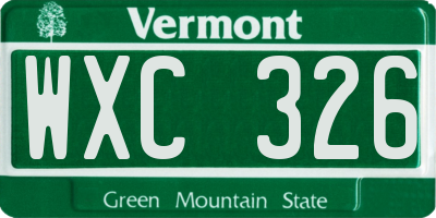 VT license plate WXC326
