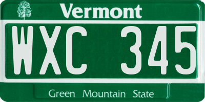 VT license plate WXC345