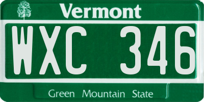 VT license plate WXC346