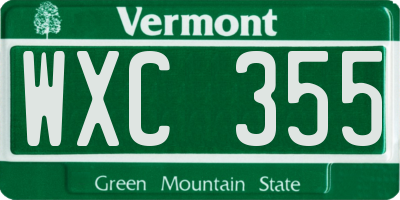 VT license plate WXC355