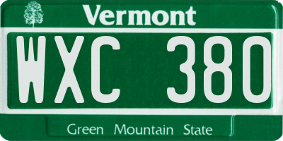 VT license plate WXC380