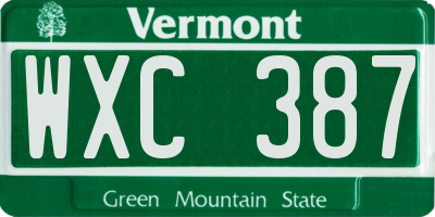 VT license plate WXC387