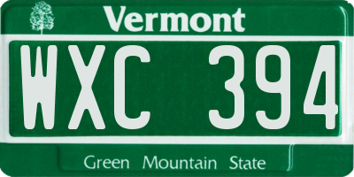 VT license plate WXC394