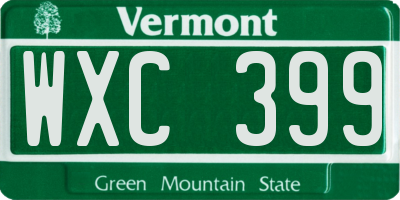 VT license plate WXC399