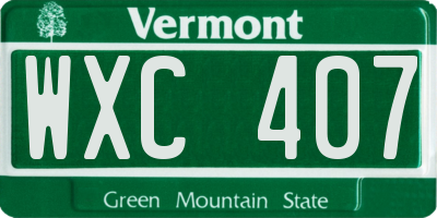 VT license plate WXC407