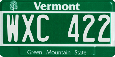 VT license plate WXC422