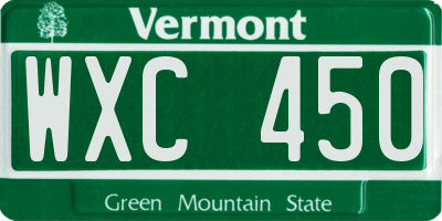 VT license plate WXC450