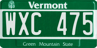 VT license plate WXC475