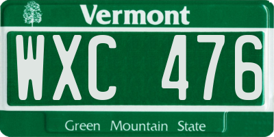 VT license plate WXC476