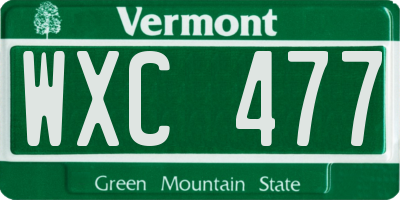 VT license plate WXC477