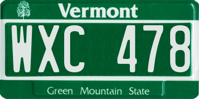 VT license plate WXC478