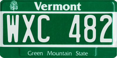 VT license plate WXC482