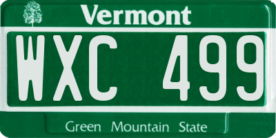 VT license plate WXC499