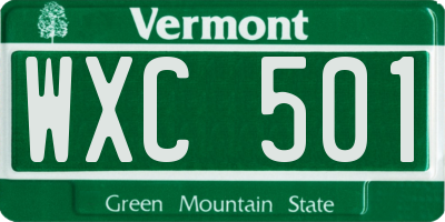 VT license plate WXC501