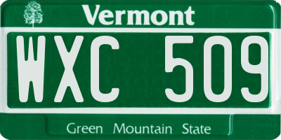 VT license plate WXC509
