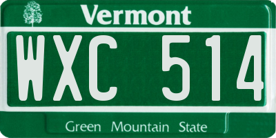 VT license plate WXC514