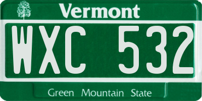 VT license plate WXC532