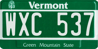 VT license plate WXC537