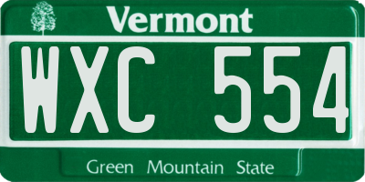 VT license plate WXC554