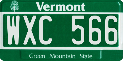 VT license plate WXC566