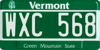 VT license plate WXC568