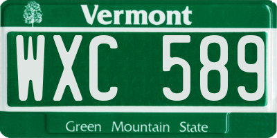 VT license plate WXC589