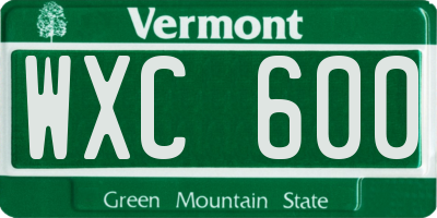 VT license plate WXC600
