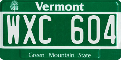 VT license plate WXC604