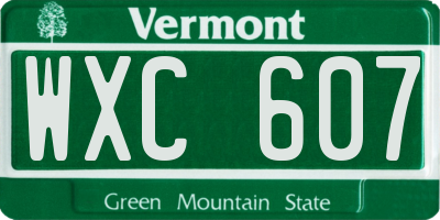 VT license plate WXC607