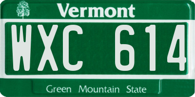 VT license plate WXC614