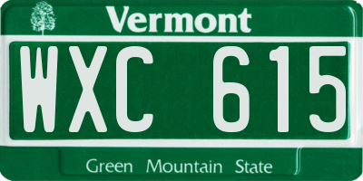 VT license plate WXC615