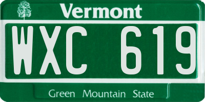 VT license plate WXC619