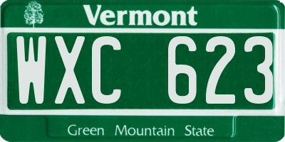 VT license plate WXC623