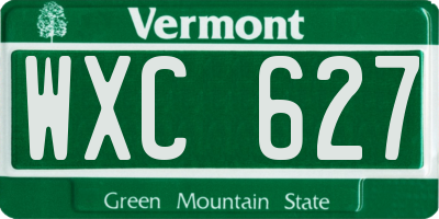 VT license plate WXC627